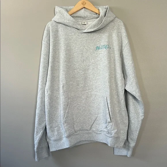 NWT Sporty & Rich Rizzoli Hoodie Heathered Gray Size Large Health Club Graphic - Picture 2 of 11